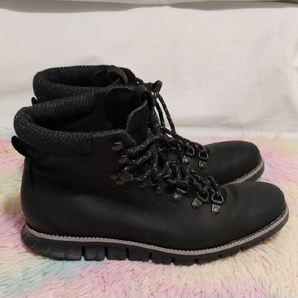 Cole Haan Worn 1x ZeroGrand Waterproof Black Leather Hiker Boots Sz.9 #52 - Picture 5 of 14